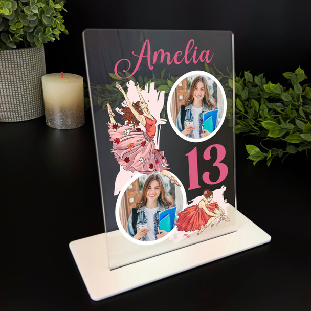 13th Birthday Gift For Girl Ballerina Pink Photo Custom Personalised Gift Plaque