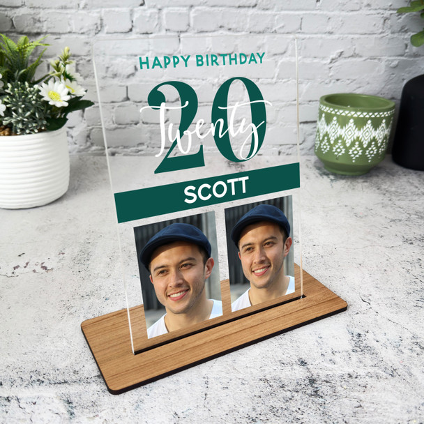 20th Birthday Gift For Him Twenty Birthday Photo Yellow Personalised Gift Plaque