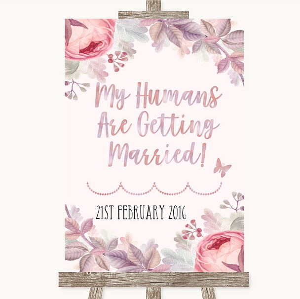 Blush Rose Gold & Lilac My Humans Are Getting Married Personalised Wedding Sign