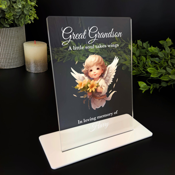 Great Grandson Angel Boy Memorial Keepsake Gift Personalised Gift Acrylic Plaque