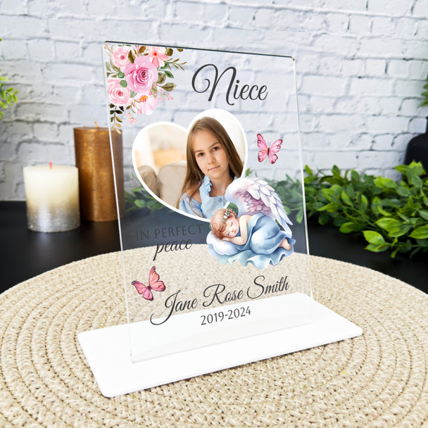 Niece Sleeping Angel Heart Photo Memorial Keepsake Gift Personalised Gift Plaque