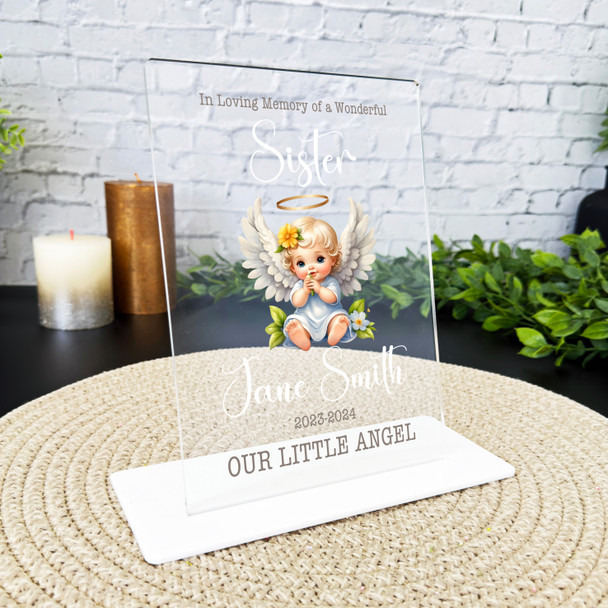 Sister Cute Angel Memorial Keepsake Gift Custom Personalised Gift Acrylic Plaque