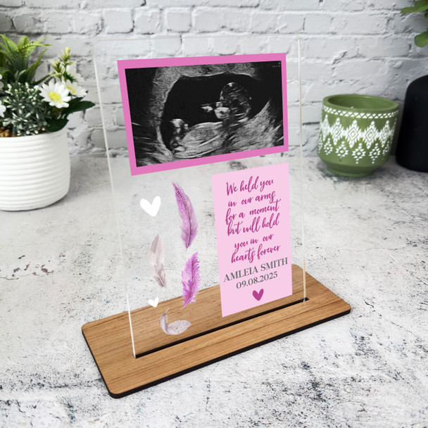 Baby Girl Memorial Feather Pregnancy Loss Miscarriage Photo Keepsake Gift Plaque