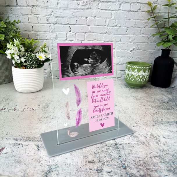 Baby Girl Memorial Feather Pregnancy Loss Miscarriage Photo Keepsake Gift Plaque