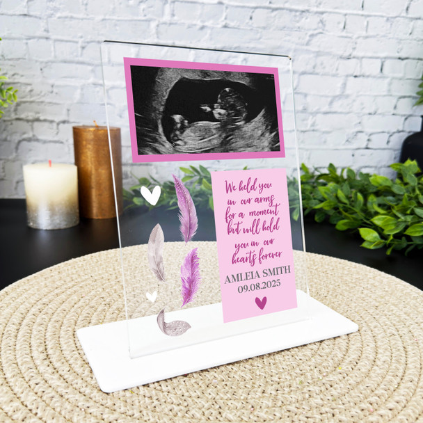 Baby Girl Memorial Feather Pregnancy Loss Miscarriage Photo Keepsake Gift Plaque