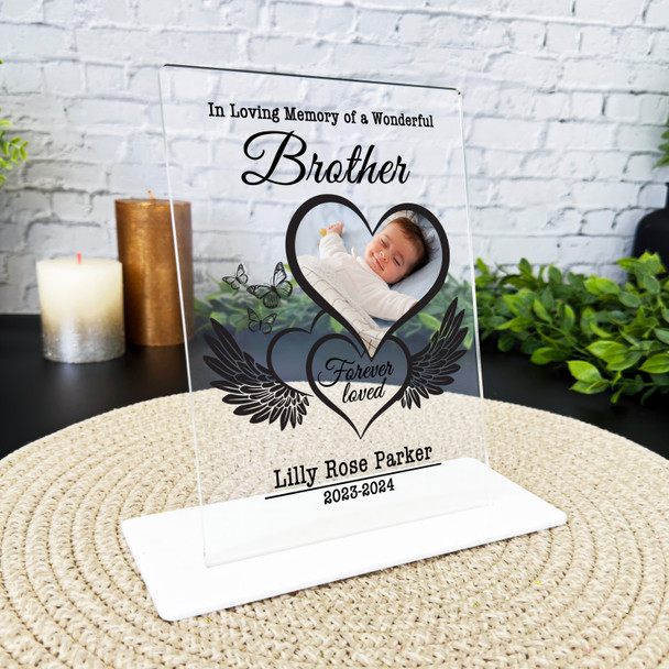 Brother Heart Wings Photo Memorial Keepsake Gift Custom Personalised Gift Plaque