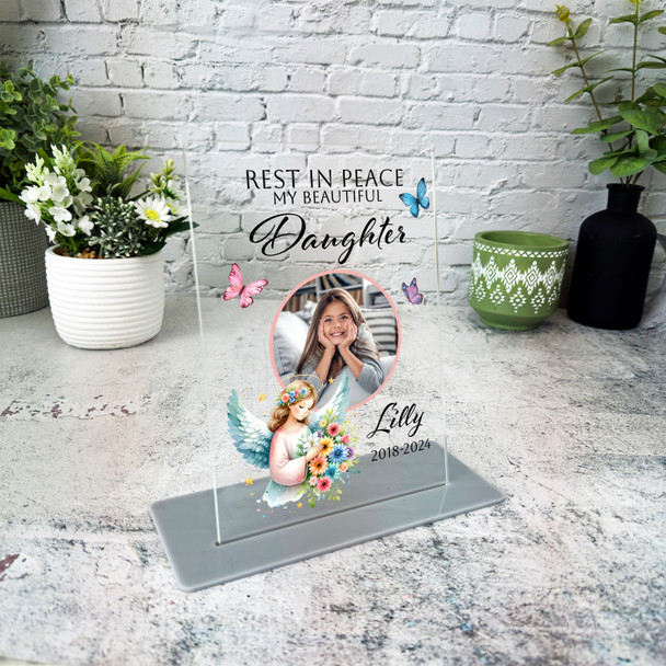 Daughter Angel Butterflies Photo Memorial Keepsake Gift Personalised Gift Plaque