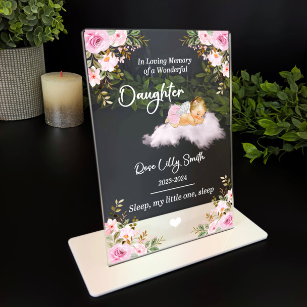 Daughter Light Blonde Sleep Baby Girl Memorial Keepsake Gift Personalised Plaque