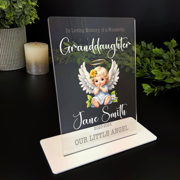 Granddaughter Cute Angel Memorial Keepsake Gift Personalised Gift Acrylic Plaque