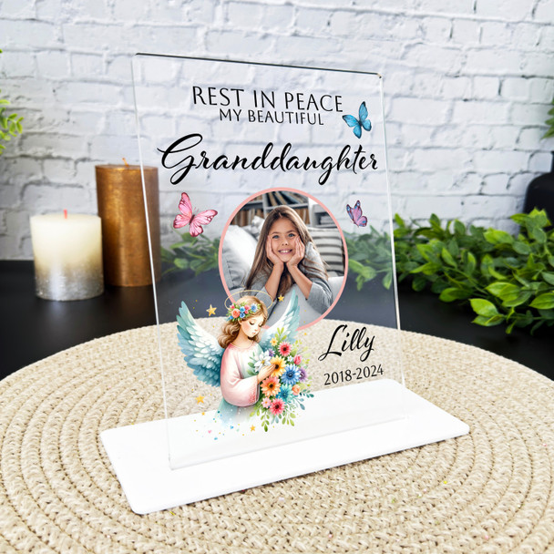 Granddaughter Angel Butterflies Photo Memorial Keepsake Gift Personalised Plaque