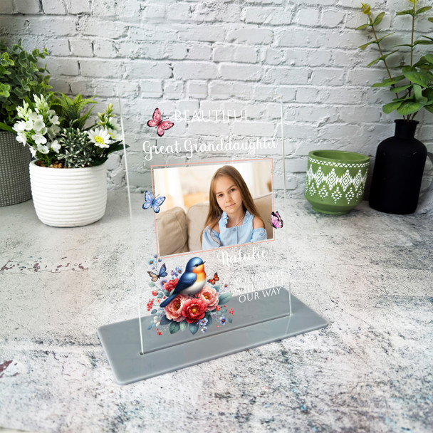 Great Granddaughter Gift Bird Butterflies Phot Memorial Personalised Gift Plaque
