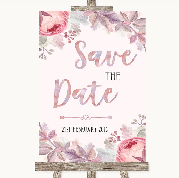 Blush Rose Gold & Lilac Save The Date Personalised Wedding Sign