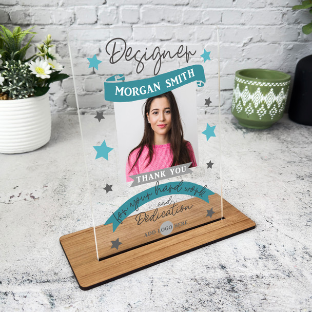 Designer Thank You Job Blue Photo Gift Employee Custom Personalised Gift Plaque