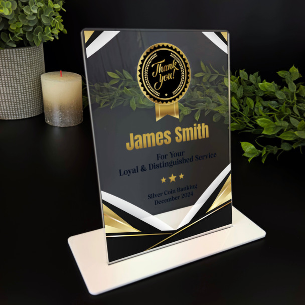 Thank You Loyal Service Award Black Gold Gift Employee Personalised Gift Plaque Thank You Loyal Service Award Black Gold Gift Employee Personalised Gift Plaque
