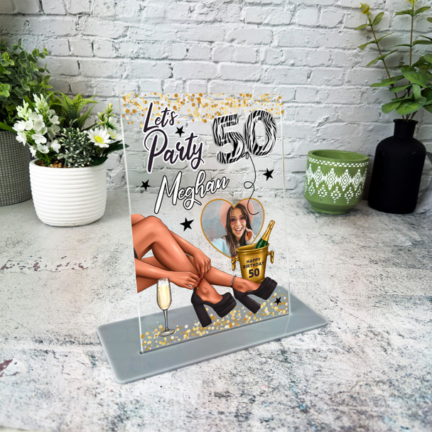 50th Birthday Gift Legs Champagne Photo Custom Personalised Gift Acrylic Plaque