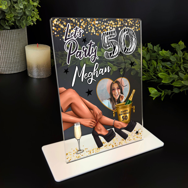 50th Birthday Gift Legs Champagne Photo Custom Personalised Gift Acrylic Plaque
