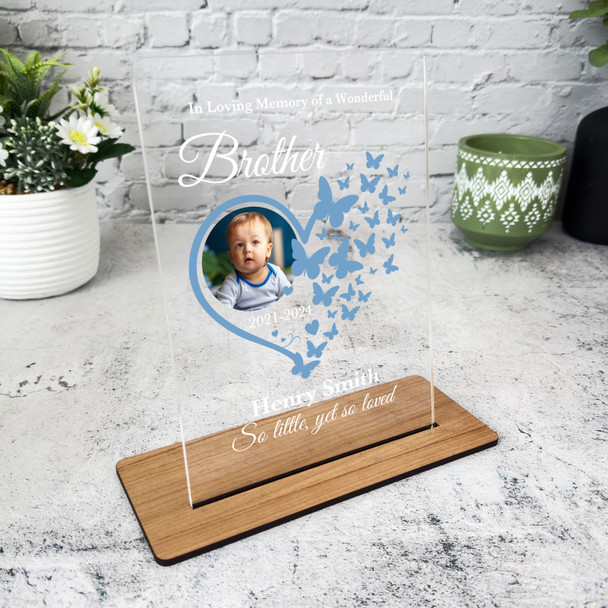 Brother Heart Butterflies Photo Memorial Keepsake Gift Personalised Gift Plaque