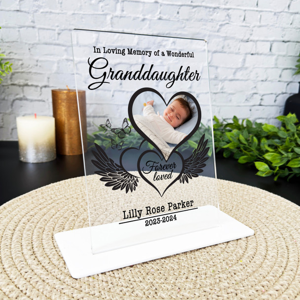 Granddaughter Heart Wings Photo Memorial Keepsake Gift Personalised Gift Plaque