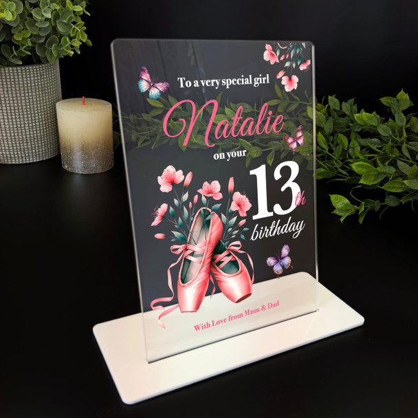 13th Birthday Gift Ballerina Photo Pink Shoes Personalised Gift Acrylic Plaque