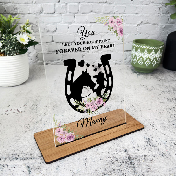 Horse Memorial Keepsake Gift Floral Horseshoe Personalised Gift Acrylic Plaque