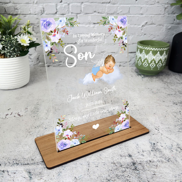 Son Blonde Hair Sleep Baby Boy Memorial Keepsake Gift Personalised Gift Plaque