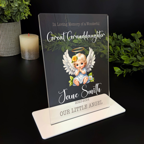 Great Granddaughter Cute Angel Memorial Keepsake Gift Personalised Gift Plaque