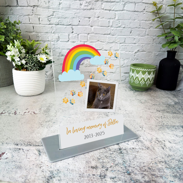 Loving Memory Rainbow Memorial Pet Animal Loss Keepsake Gift Photo Gift Plaque