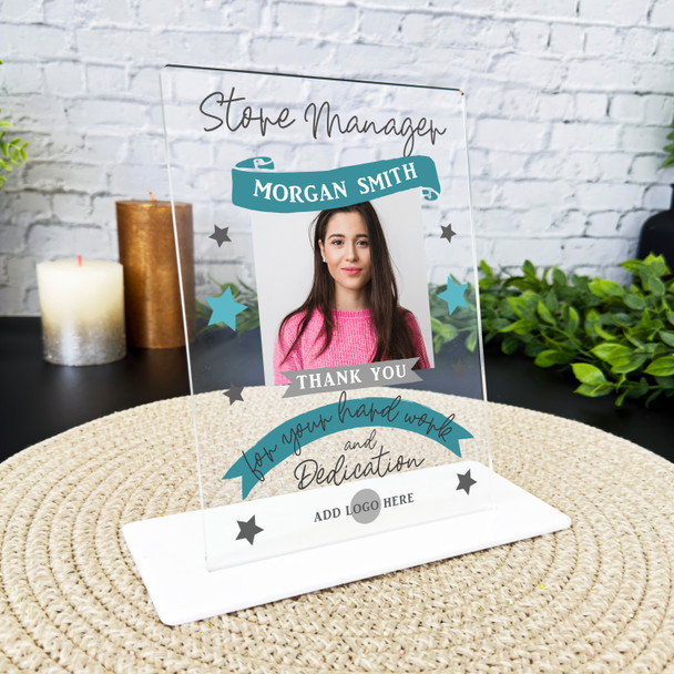 Store Manager Thank You Job Blue Photo Gift Employee Personalised Gift Plaque