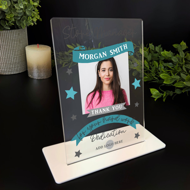 Store Manager Thank You Job Blue Photo Gift Employee Personalised Gift Plaque