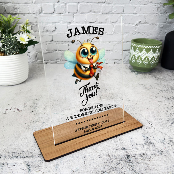 Thank You Wonderful Gift For Colleague Funny Him Bee Personalised Gift Plaque