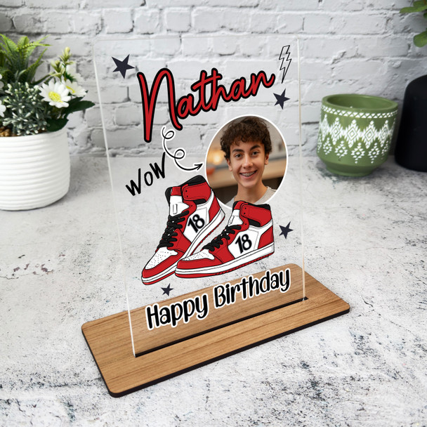 18th Birthday Gift Red White Sneakers Custom Personalised Gift Acrylic Plaque