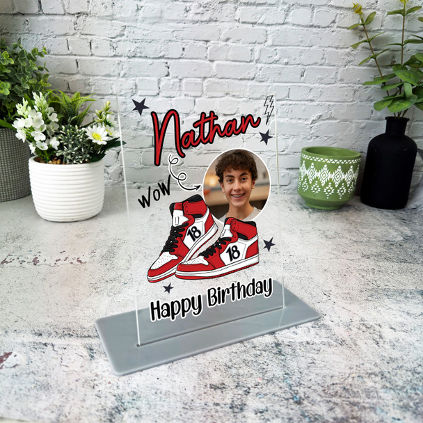 18th Birthday Gift Red White Sneakers Custom Personalised Gift Acrylic Plaque