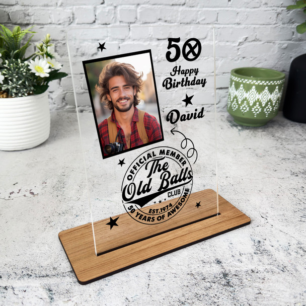 50th Birthday Gift The Old Balls Stamp Photo Personalised Gift Acrylic Plaque