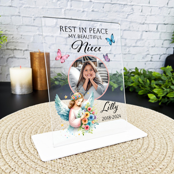 Niece Angel Butterflies Photo Memorial Keepsake Gift Personalised Gift Plaque