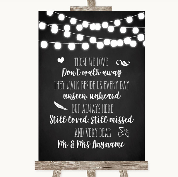 Chalk Style Black & White Lights In Loving Memory Personalised Wedding Sign