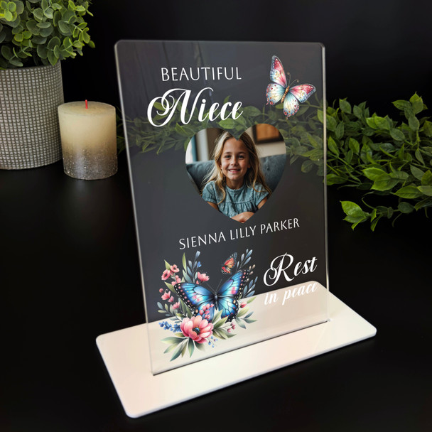 Niece Butterflies Heart Photo Memorial Keepsake Gift Personalised Gift Plaque