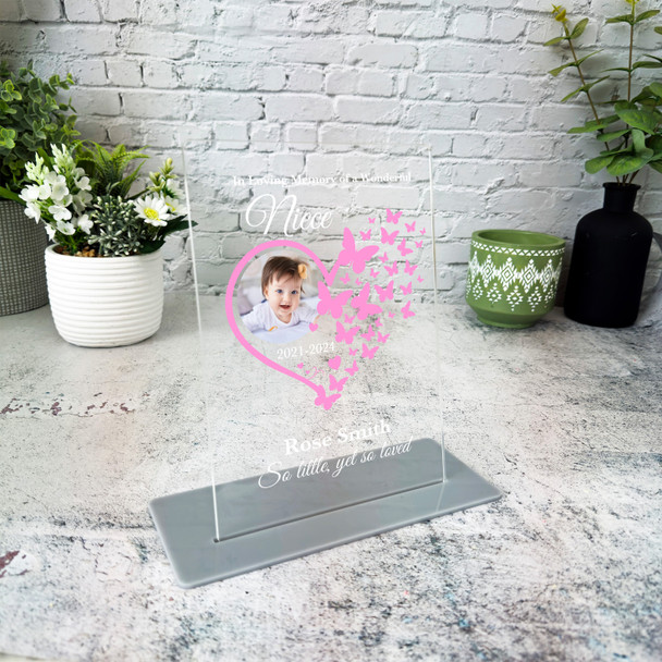 Niece Heart Butterflies Photo Memorial Keepsake Gift Personalised Gift Plaque Niece Heart Butterflies Photo Memorial Keepsake Gift Personalised Gift Plaque