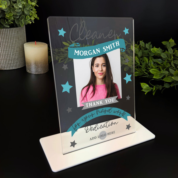 Cleaner Thank You Job Blue Photo Gift Employee Or Client Personalised Plaque
