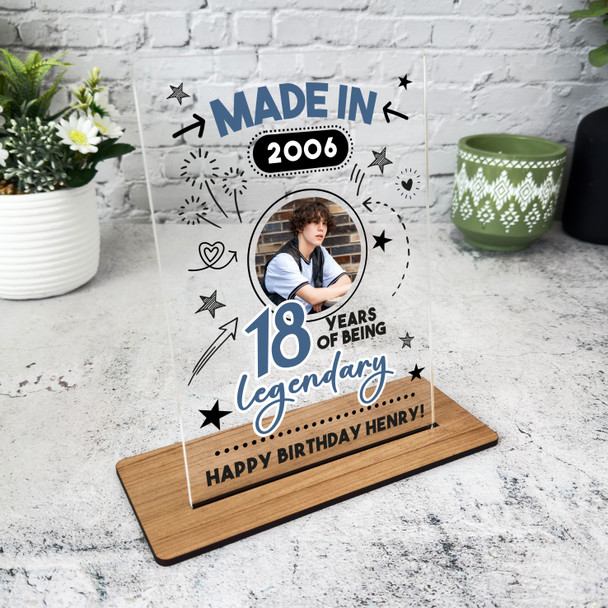 16th Birthday Gift Blue Doodle Photo Custom Personalised Gift Acrylic Plaque 16th Birthday Gift Blue Doodle Photo Custom Personalised Gift Acrylic Plaque