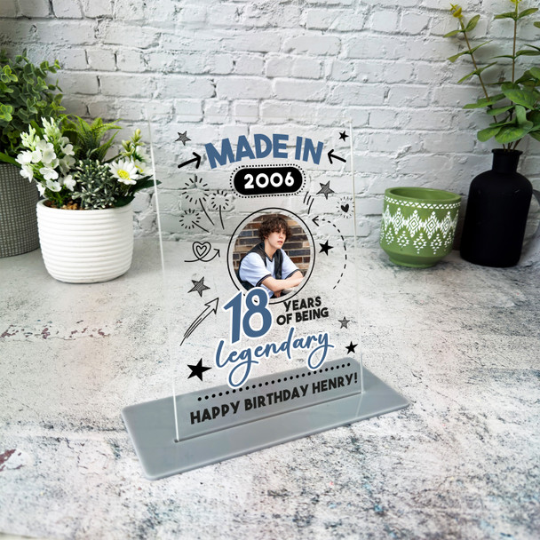 16th Birthday Gift Blue Doodle Photo Custom Personalised Gift Acrylic Plaque 16th Birthday Gift Blue Doodle Photo Custom Personalised Gift Acrylic Plaque