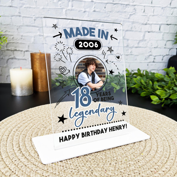 16th Birthday Gift Blue Doodle Photo Custom Personalised Gift Acrylic Plaque 16th Birthday Gift Blue Doodle Photo Custom Personalised Gift Acrylic Plaque