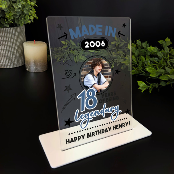 16th Birthday Gift Blue Doodle Photo Custom Personalised Gift Acrylic Plaque 16th Birthday Gift Blue Doodle Photo Custom Personalised Gift Acrylic Plaque