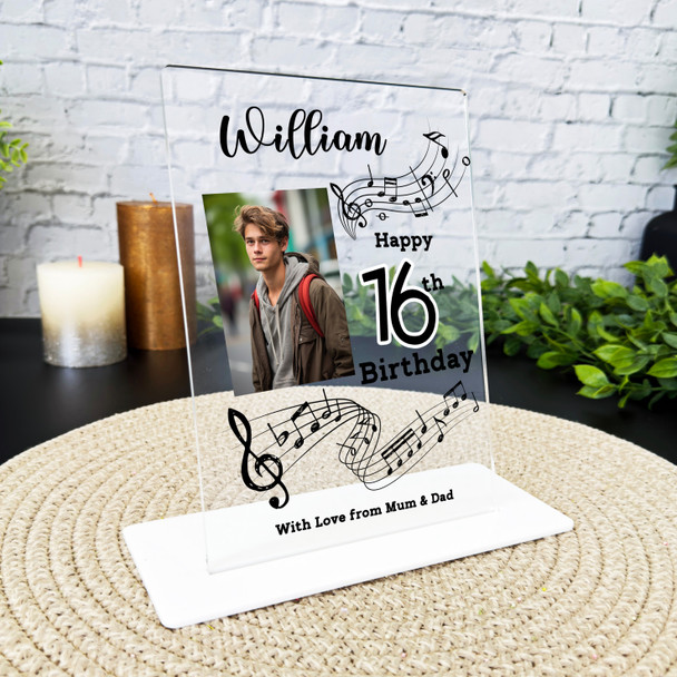 16th Birthday Gift Music Notes Photo Custom Personalised Gift Acrylic Plaque