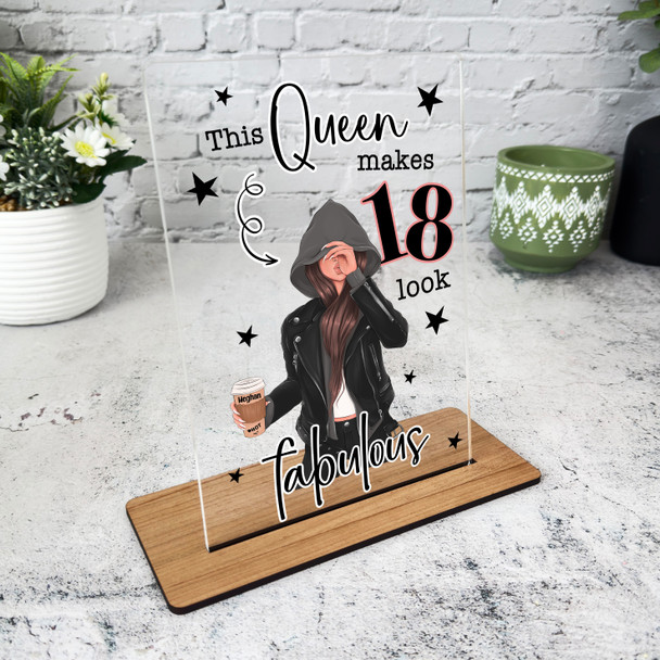 18th Birthday Gift Cool Dark Brown Hair Girl With Coffee Personalised Plaque 18th Birthday Gift Cool Dark Brown Hair Girl With Coffee Personalised Plaque