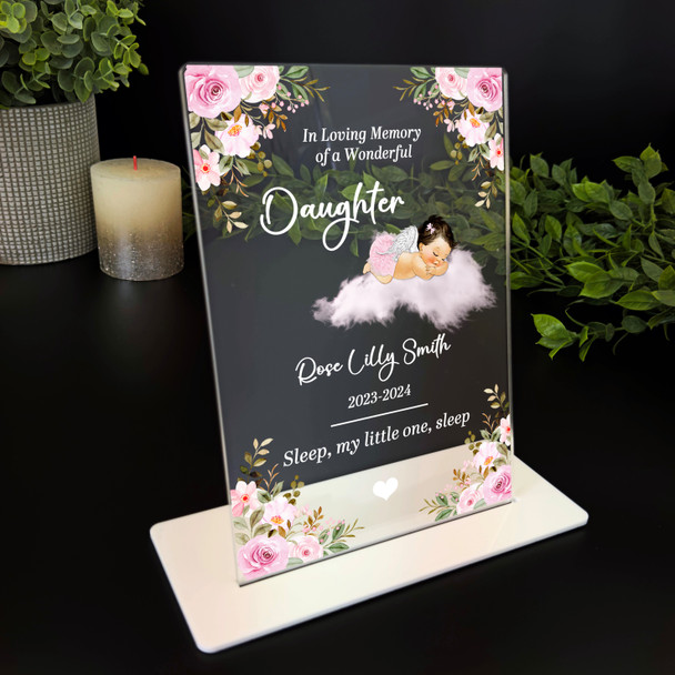 Daughter Light Brunette Sleep Baby Girl Memorial Keepsake Gift Custom Plaque