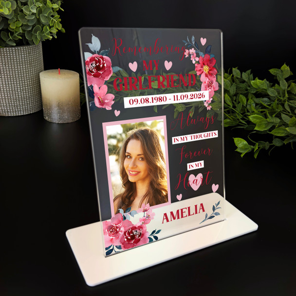 Girlfriend Female Red Flower Memorial Keepsake Gift Personalised Gift Plaque