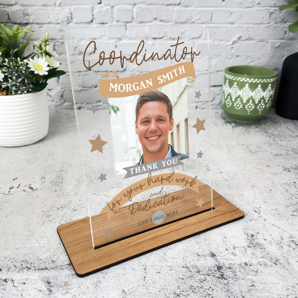 Coordinator Thank You Job Gold Photo Gift Employee Personalised Gift Plaque