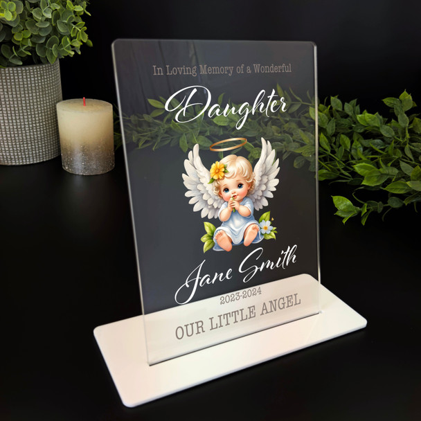 Daughter Cute Angel Memorial Keepsake Gift Personalised Gift Acrylic Plaque