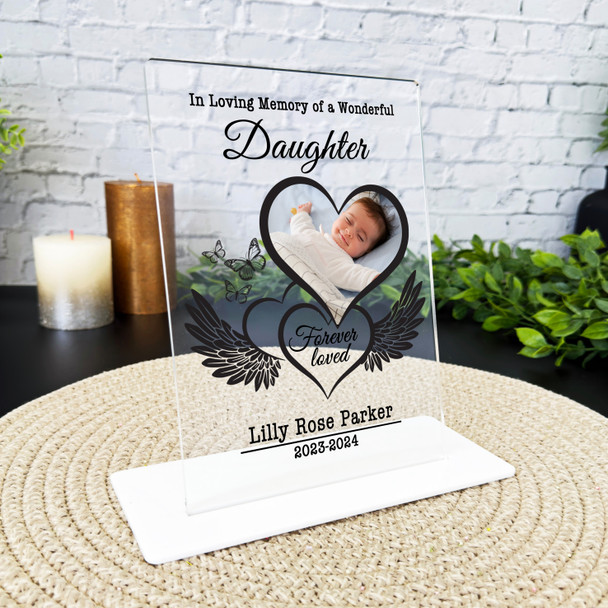 Daughter Heart Wings Photo Memorial Keepsake Gift Personalised Gift Plaque