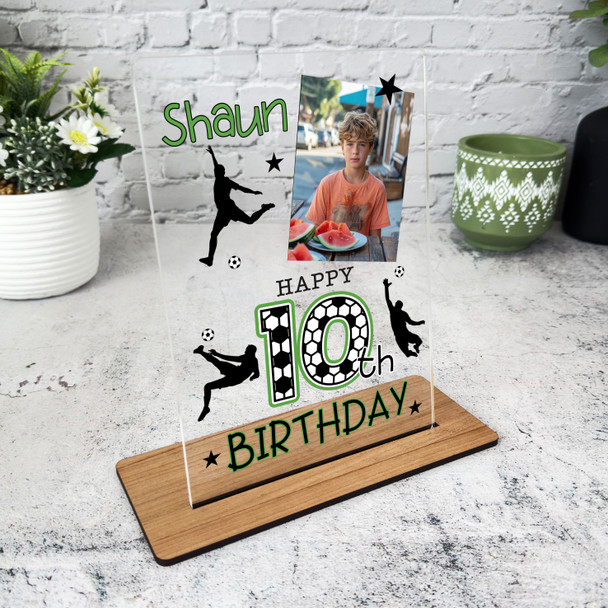 10th Birthday Gift Football Photo Custom Personalised Gift Acrylic Plaque